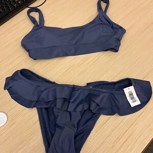 Blue Ruffled Bikini Set